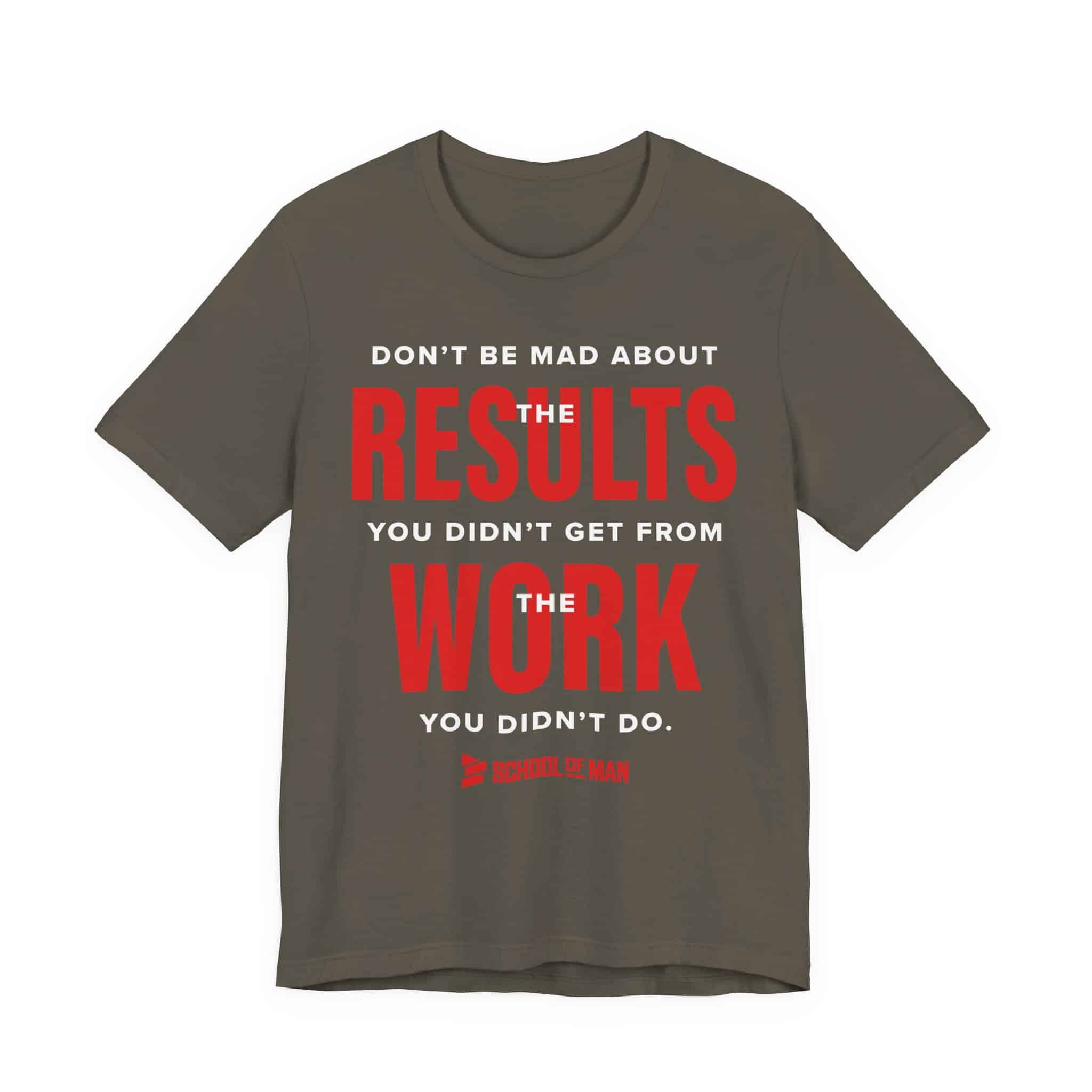 Results Work T-Shirt | Motivational Text Tee | School of Man Logo - Image 21