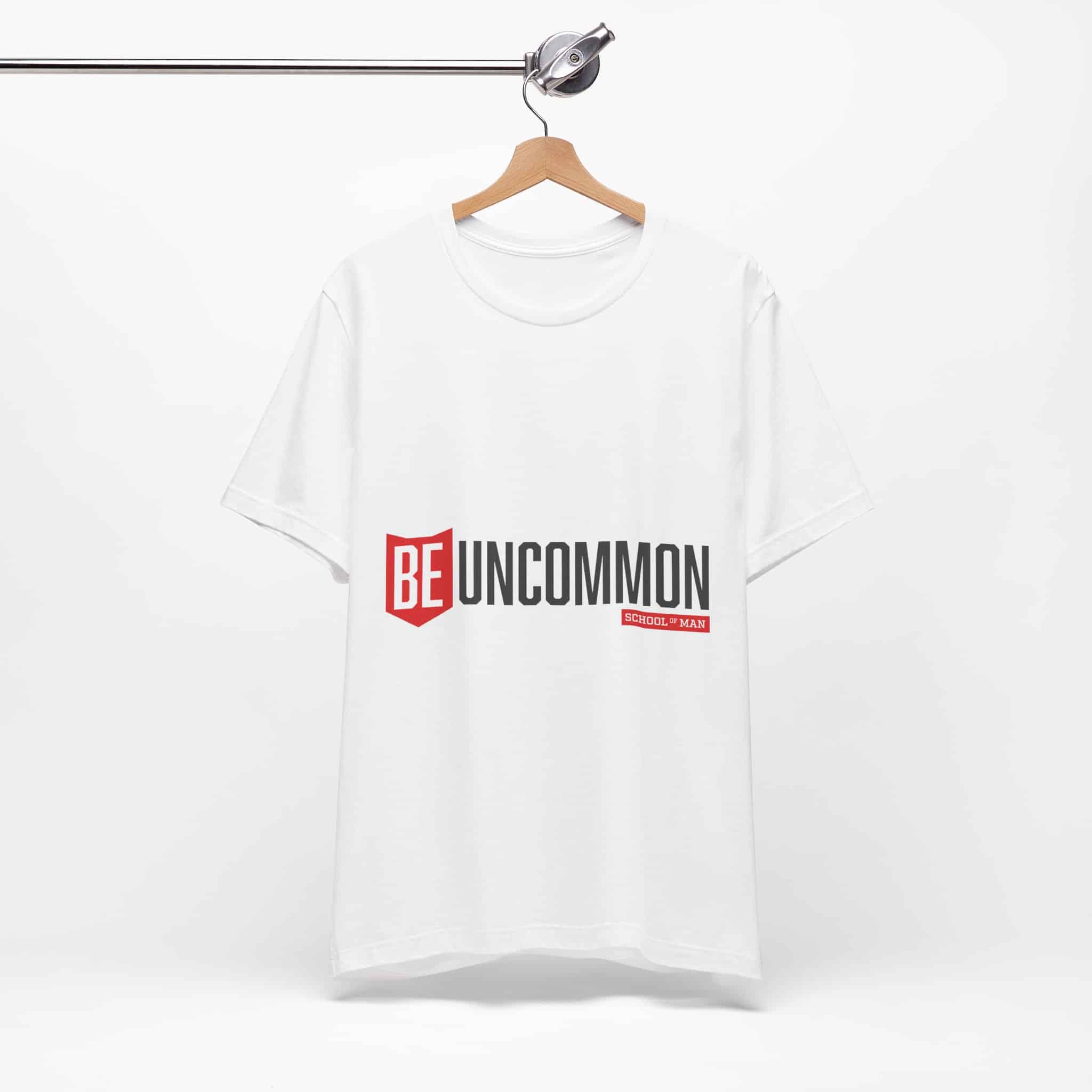 Be Uncommon graphic Tee | Motivational typography shirt, Red shield logo - Image 3