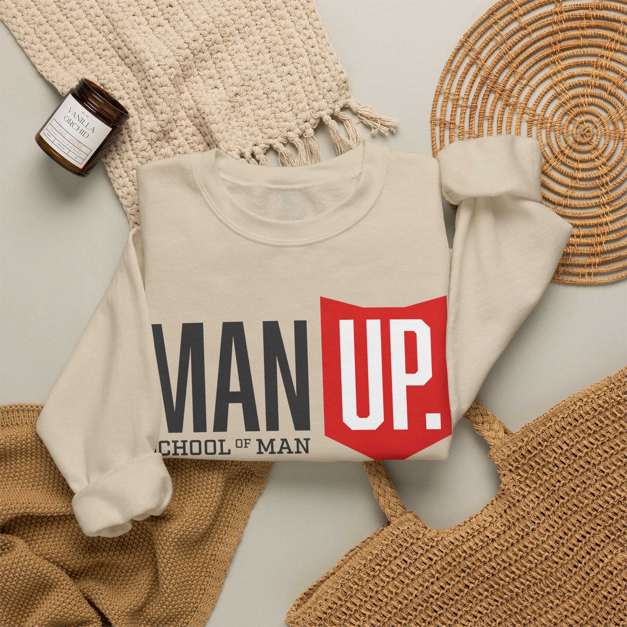 Man Up Crewneck Sweatshirt – 'Man Up' Motivational Graphic Crew - Image 16