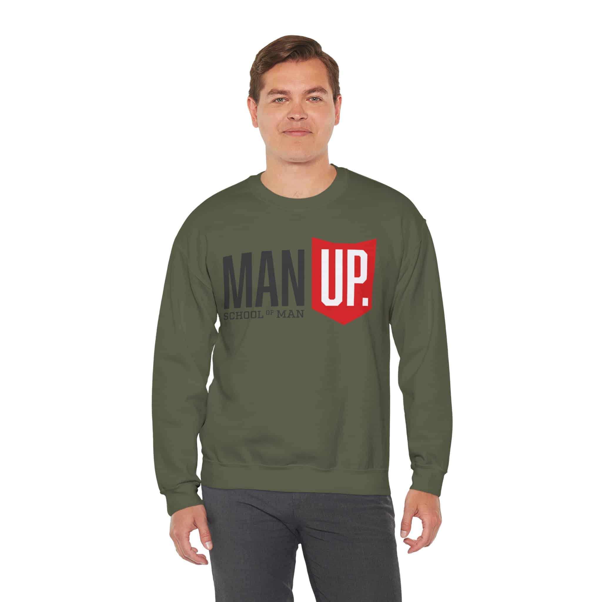 Man Up Crewneck Sweatshirt – 'Man Up' Motivational Graphic Crew - Image 24