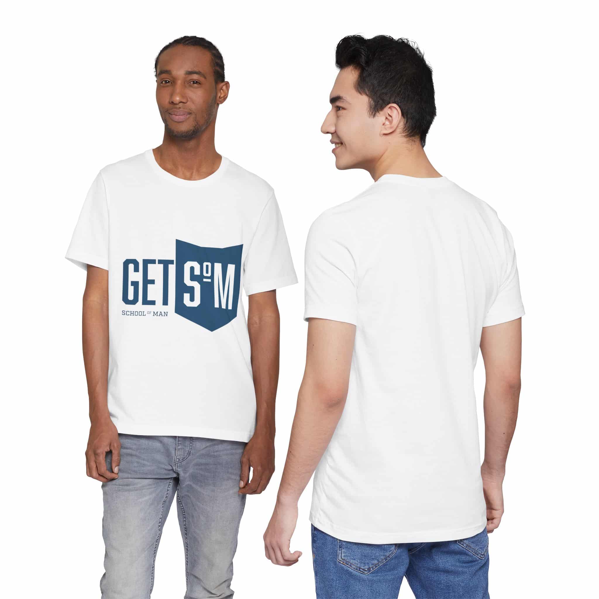 Get Some Shield logo T-Shirt | Retro Typographic School Man Tee - Image 4