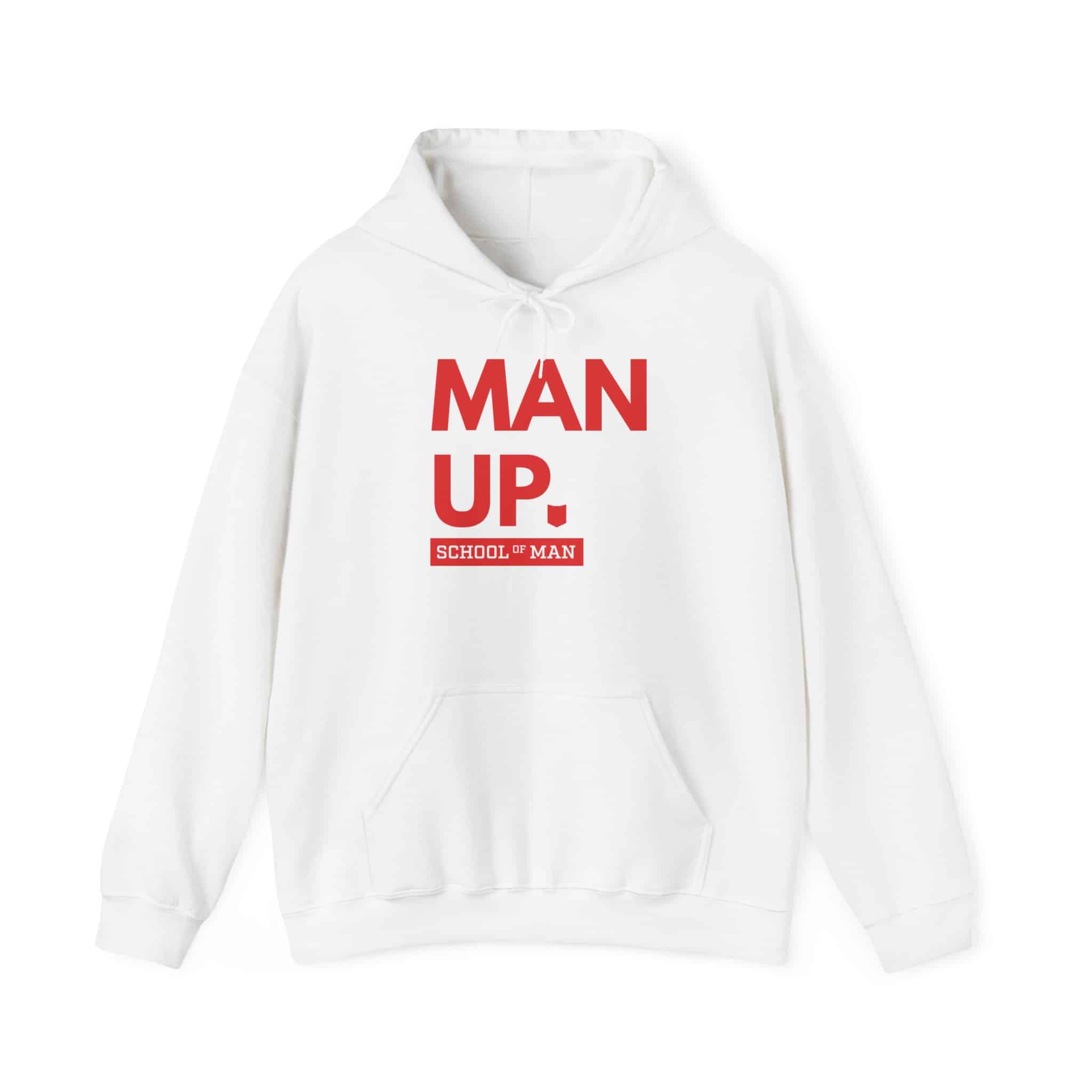 Man Up Hoodie - Bold Red 'Man Up. School of Man' Graphic Pullover