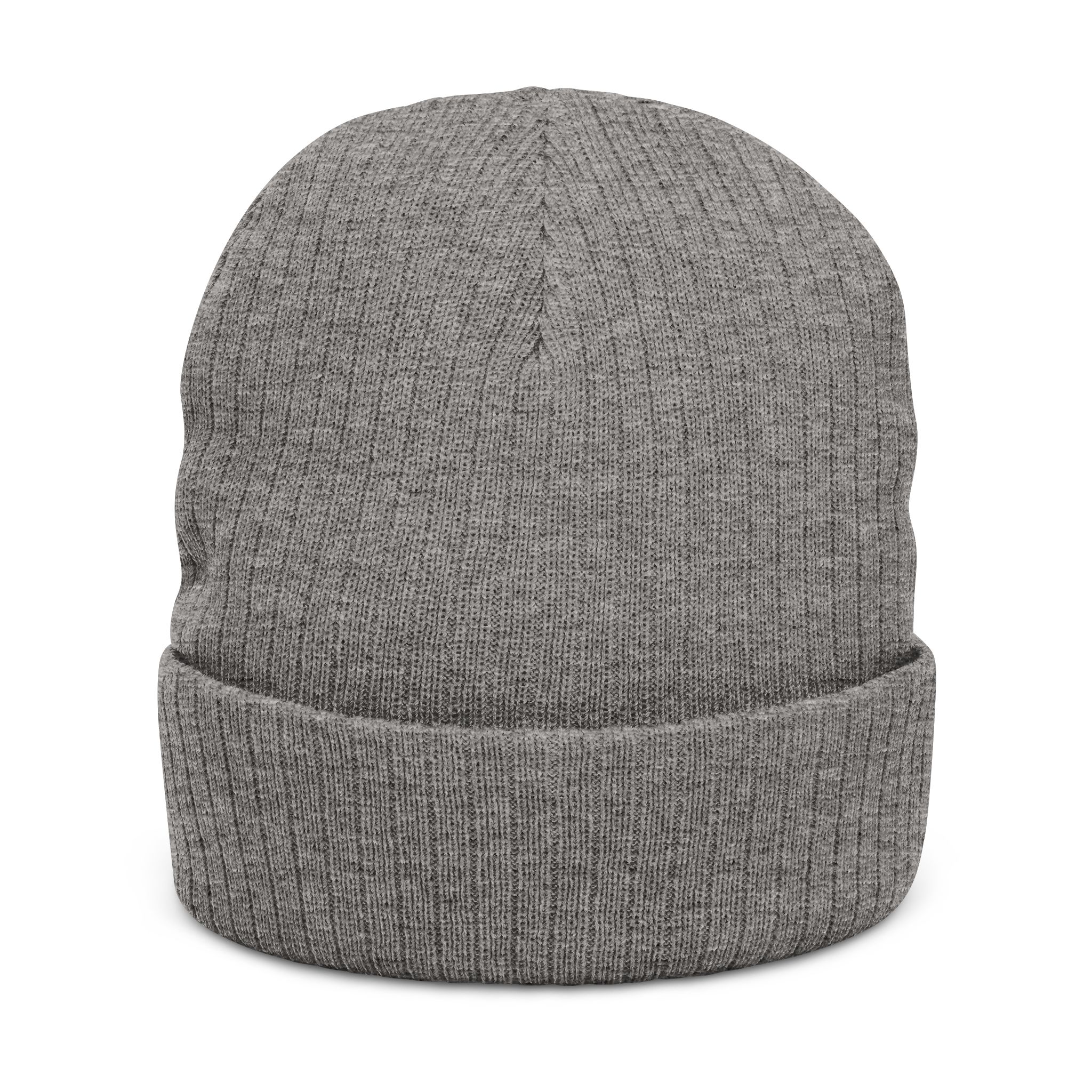 Embroidered Ribbed Beanie — “As One Man Sharpens America” Gray Winter Hat - Image 2