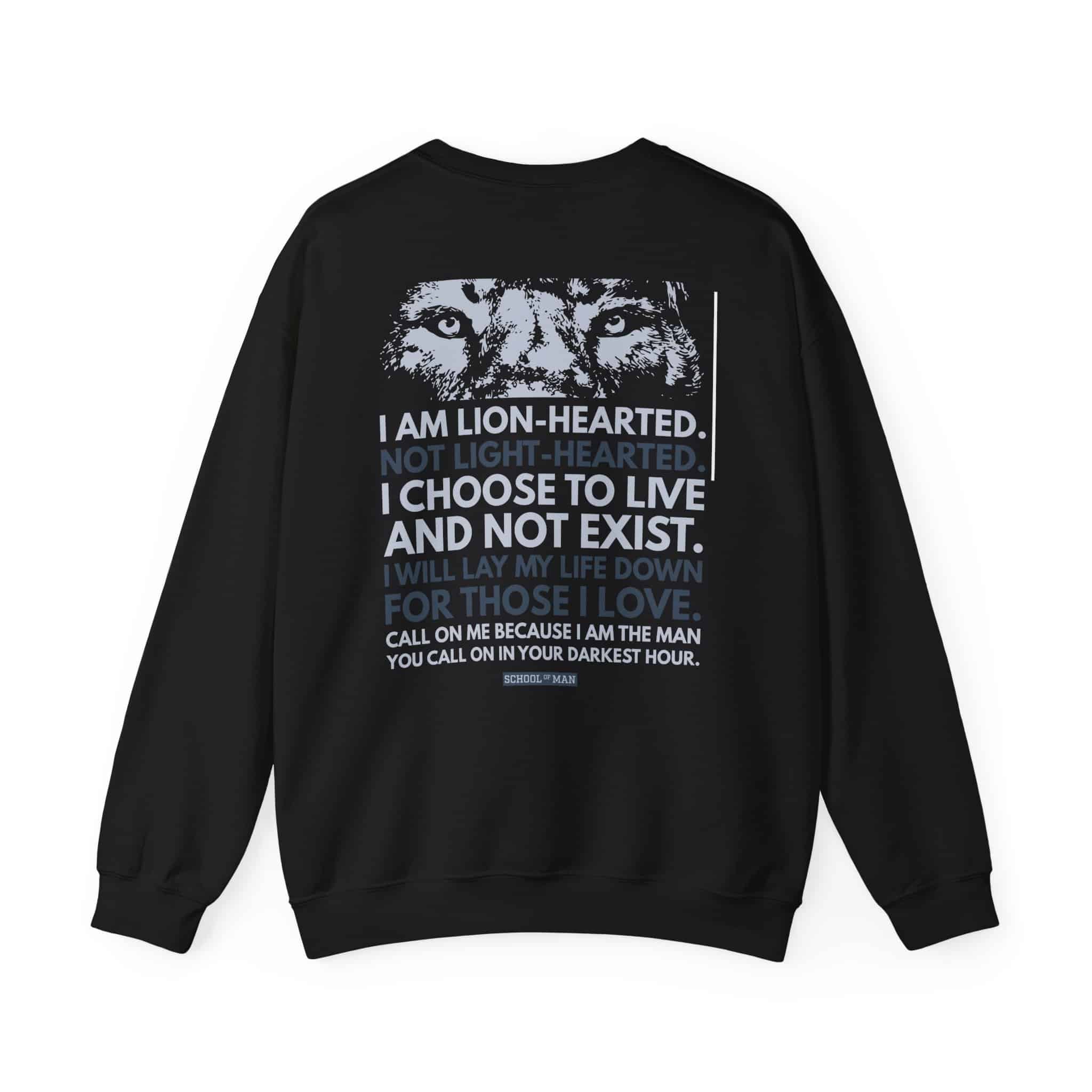 Lion-Hearted Crewneck Sweatshirt — Inspirational Back Quote - Image 9