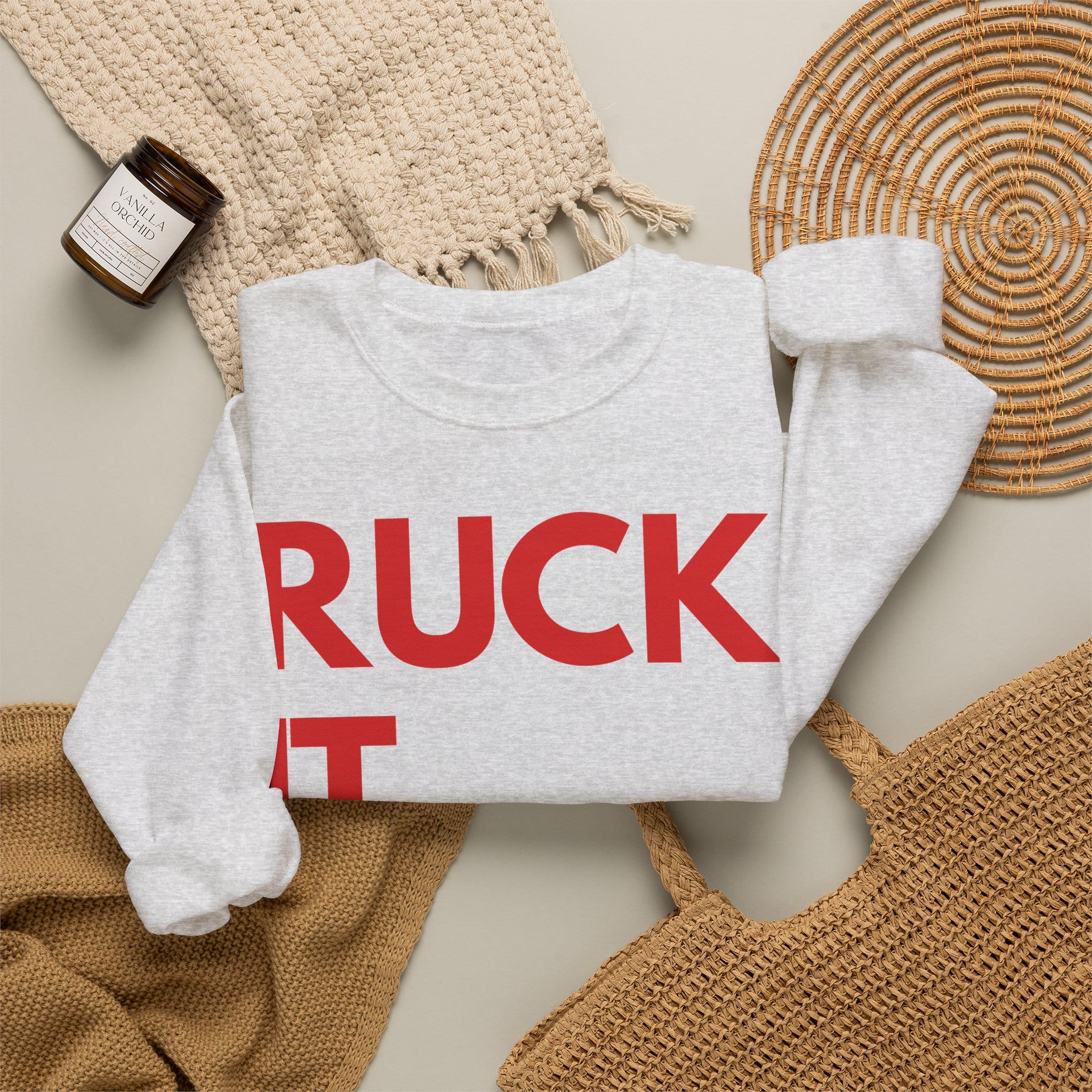 Ruck It Crewneck Sweatshirt — "Ruck It" Bold Red Graphic - Image 10