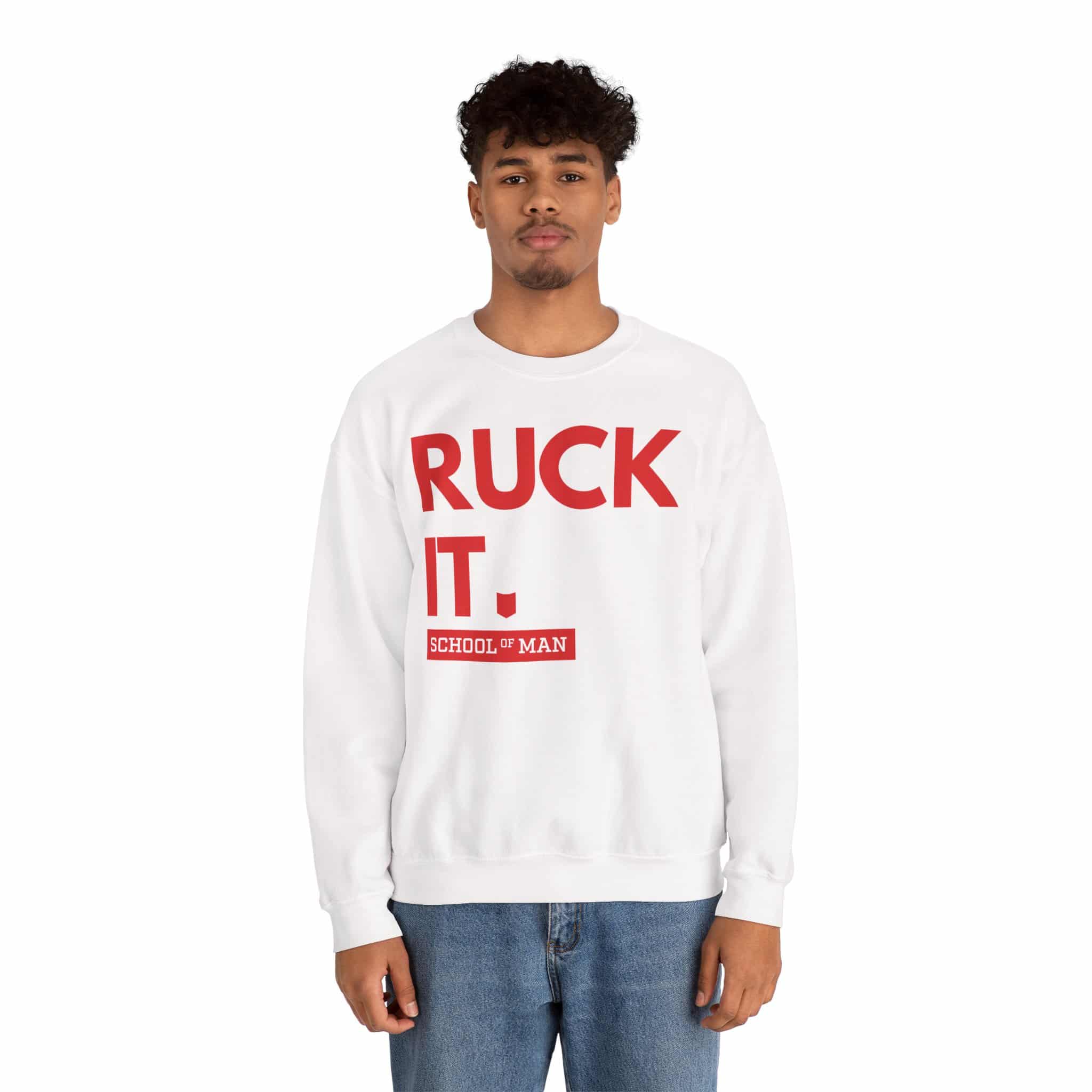 Ruck It Crewneck Sweatshirt — "Ruck It" Bold Red Graphic - Image 5