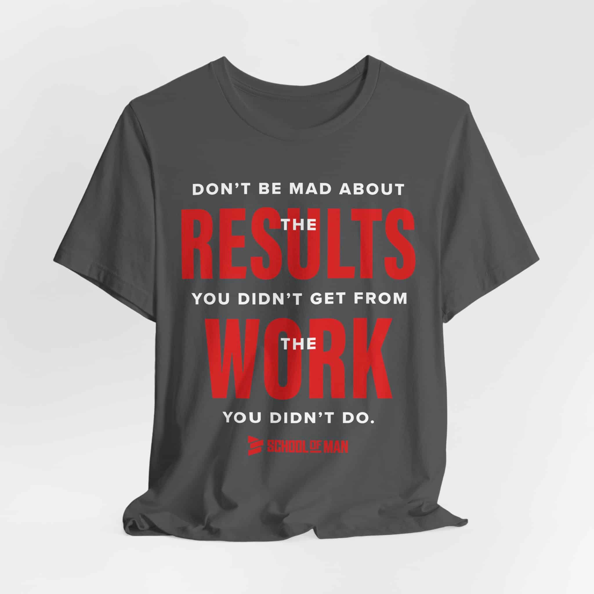 Results Work T-Shirt | Motivational Text Tee | School of Man Logo - Image 48
